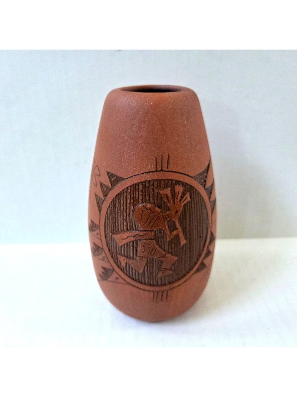 Native American Kokopelli Pottery Vase 6" Tall by Mitchell Blackhawk